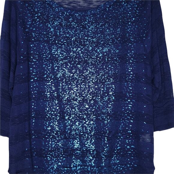 FANG Navy Shadow Striped 3/4 Sleeve Sweater, XL - Picture 8 of 10